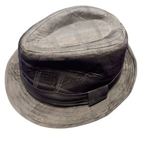 Black Plaid Fedora Hat One Size Men's Polyester Dress Hat Classic Style